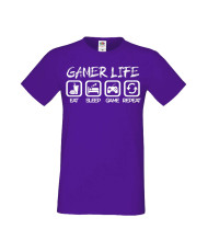 Мъжка Геймърска Тениска Gamer Gamer Life Eat Sleep Game Repeat