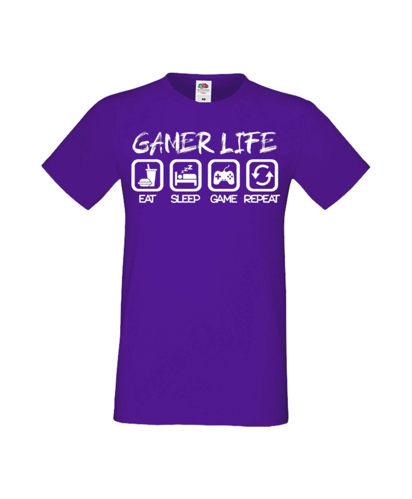 Мъжка Геймърска Тениска Gamer Gamer Life Eat Sleep Game Repeat
