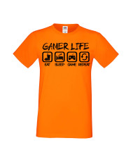 Мъжка Геймърска Тениска Gamer Gamer Life Eat Sleep Game Repeat