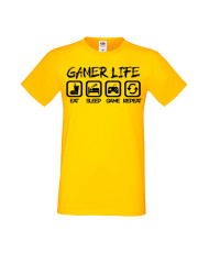 Мъжка Геймърска Тениска Gamer Gamer Life Eat Sleep Game Repeat