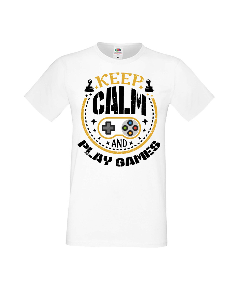 Мъжка Геймърска Тениска Gamer Keep Calm And Play Games Мъжка Геймърска Тениска Gamer Keep Calm And Play Games