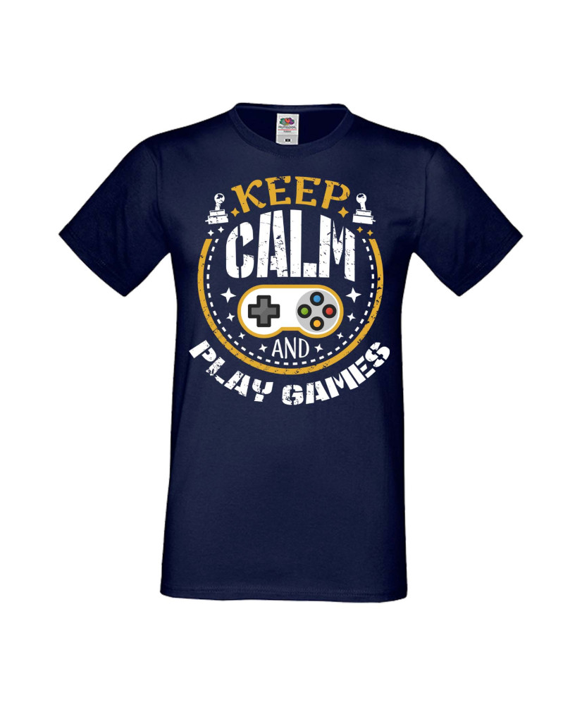 Мъжка Геймърска Тениска Gamer Keep Calm And Play Games Мъжка Геймърска Тениска Gamer Keep Calm And Play Games
