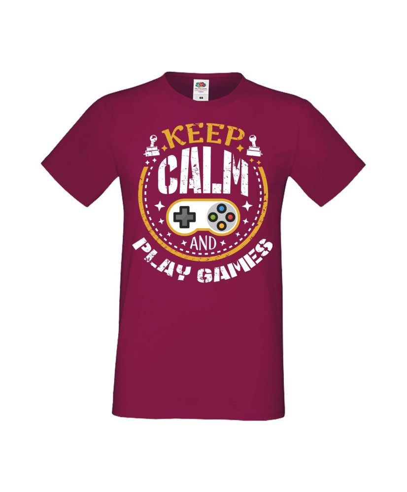 Мъжка Геймърска Тениска Gamer Keep Calm And Play Games Мъжка Геймърска Тениска Gamer Keep Calm And Play Games