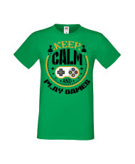 Мъжка Геймърска Тениска Gamer Keep Calm And Play Games