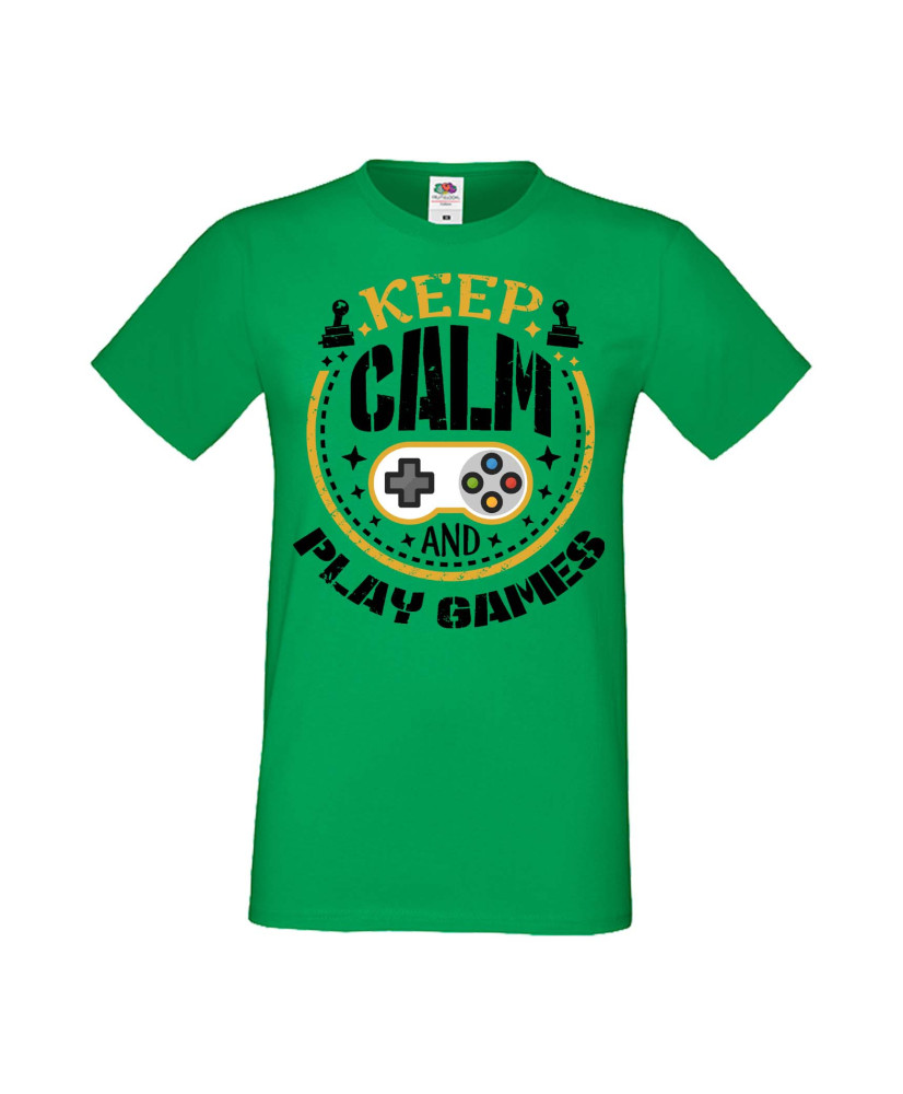 Мъжка Геймърска Тениска Gamer Keep Calm And Play Games Мъжка Геймърска Тениска Gamer Keep Calm And Play Games