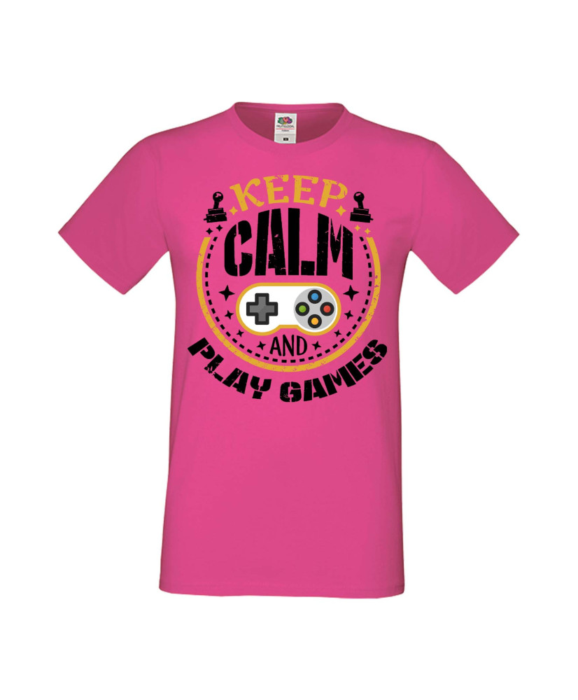 Мъжка Геймърска Тениска Gamer Keep Calm And Play Games Мъжка Геймърска Тениска Gamer Keep Calm And Play Games