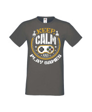 Мъжка Геймърска Тениска Gamer Keep Calm And Play Games