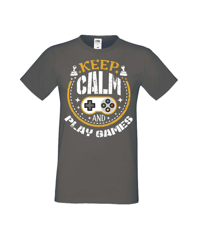 Мъжка Геймърска Тениска Gamer Keep Calm And Play Games Мъжка Геймърска Тениска Gamer Keep Calm And Play Games