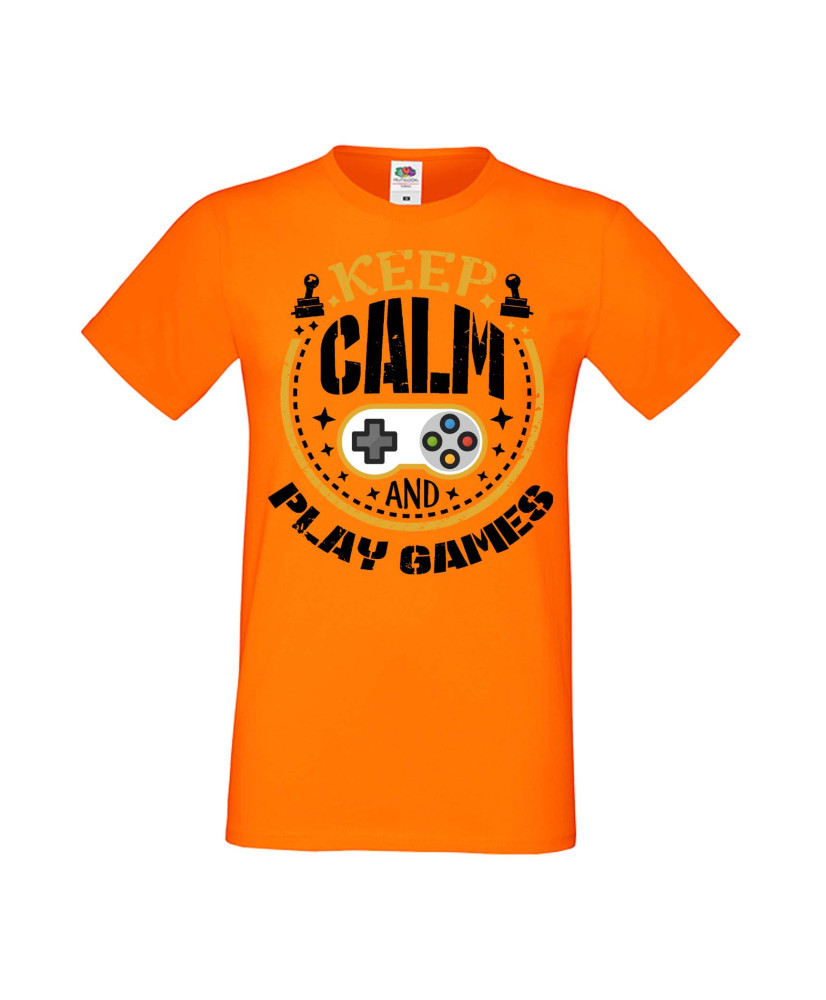 Мъжка Геймърска Тениска Gamer Keep Calm And Play Games