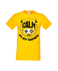 Мъжка Геймърска Тениска Gamer Keep Calm And Play Games
