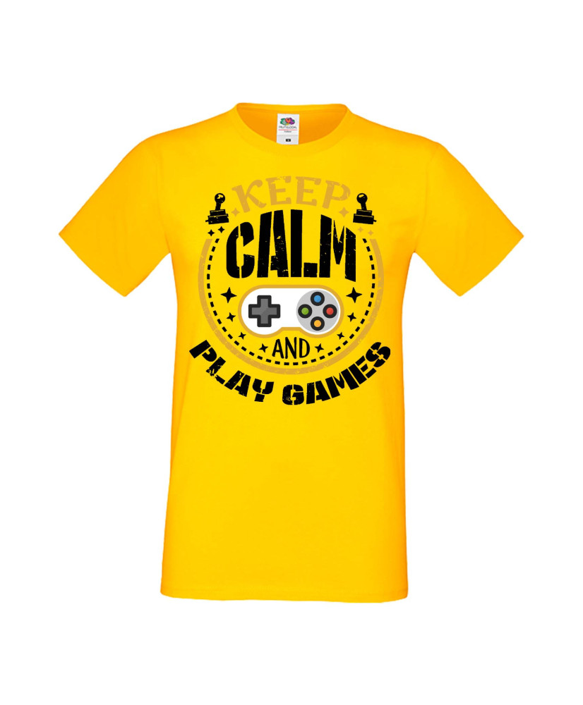 Мъжка Геймърска Тениска Gamer Keep Calm And Play Games Мъжка Геймърска Тениска Gamer Keep Calm And Play Games