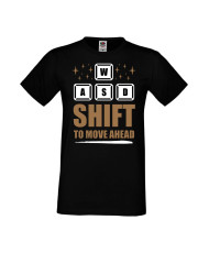 Мъжка Геймърска Тениска Gamer Wasd Shift To Move Ahead