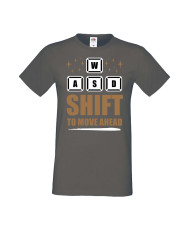 Мъжка Геймърска Тениска Gamer Wasd Shift To Move Ahead