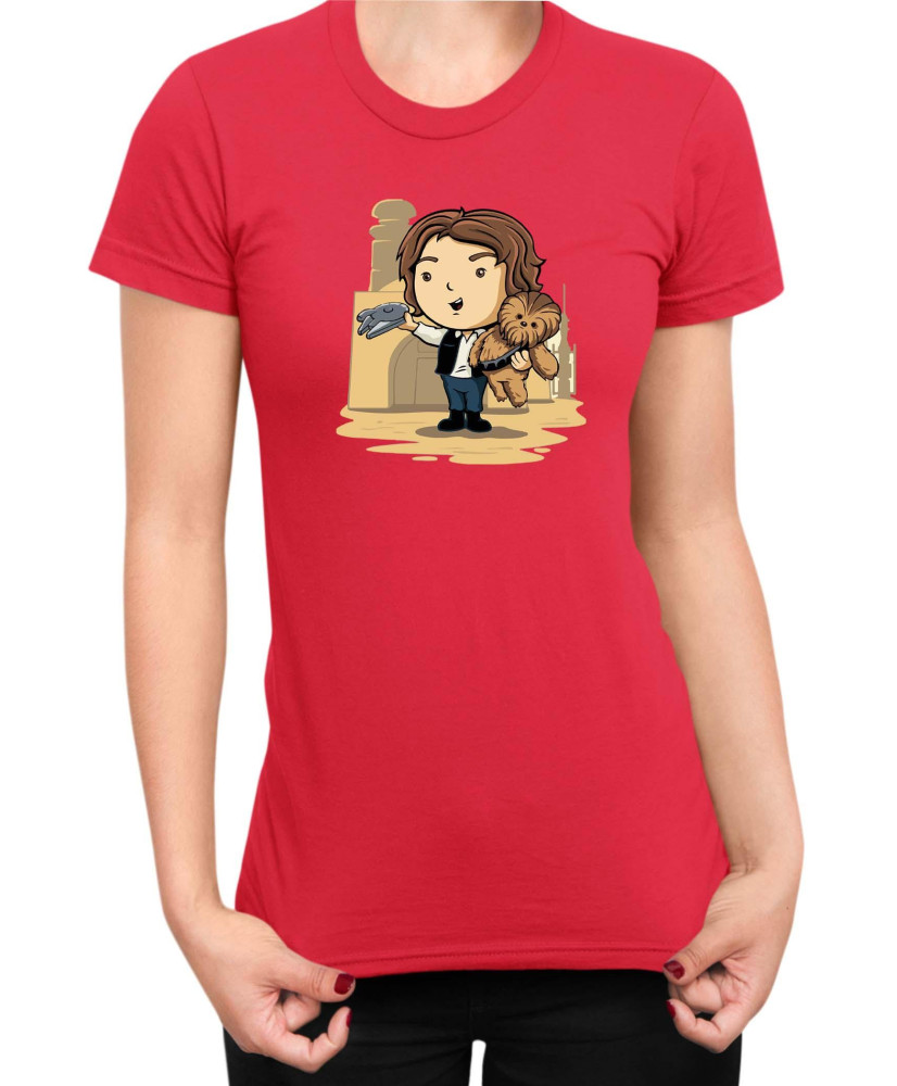 Дамска Тениска Star Wars Cute Han Solo Chewbaka Дамска Тениска Star Wars Cute Han Solo Chewbaka