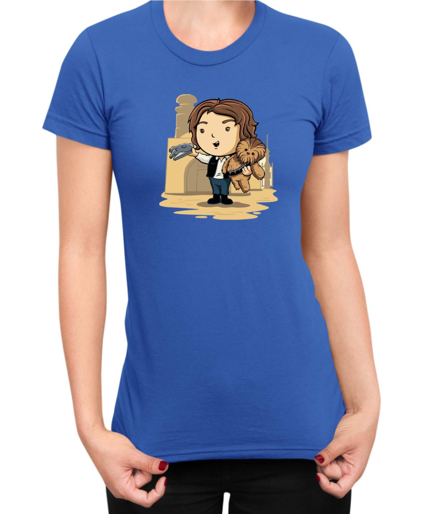 Дамска Тениска Star Wars Cute Han Solo Chewbaka Дамска Тениска Star Wars Cute Han Solo Chewbaka