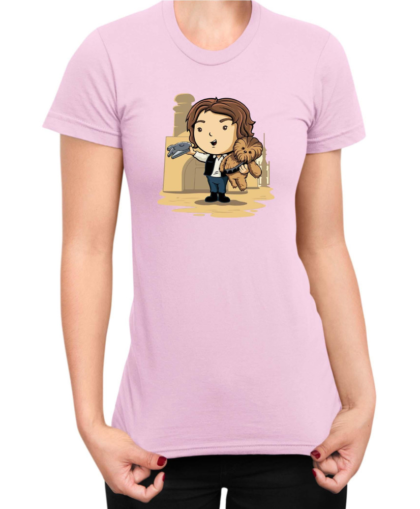 Дамска Тениска Star Wars Cute Han Solo Chewbaka Дамска Тениска Star Wars Cute Han Solo Chewbaka