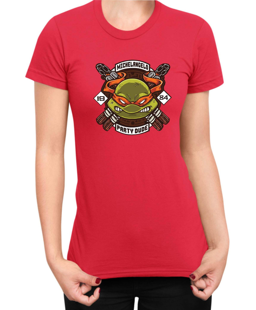 Дамска Тениска Tmnt Teenage Mutant Ninja Turtles Michelangelo Party Dude