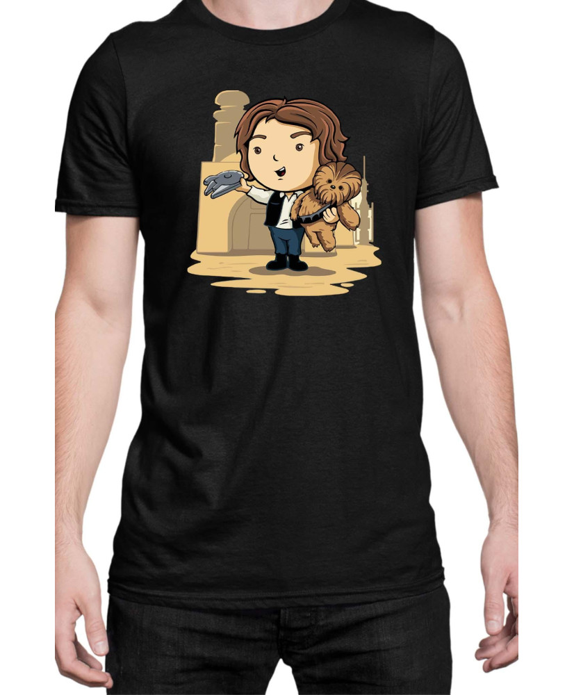 Мъжка Тениска Star Wars Cute Han Solo Chewbaka