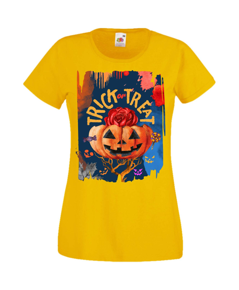 Дамска Тениска Хелоуин Вси Светии Halloween Halloween, October, Pumpkin, Spooky, Witch, Ghost, Candy, Trick Or Treat, Disguise, 