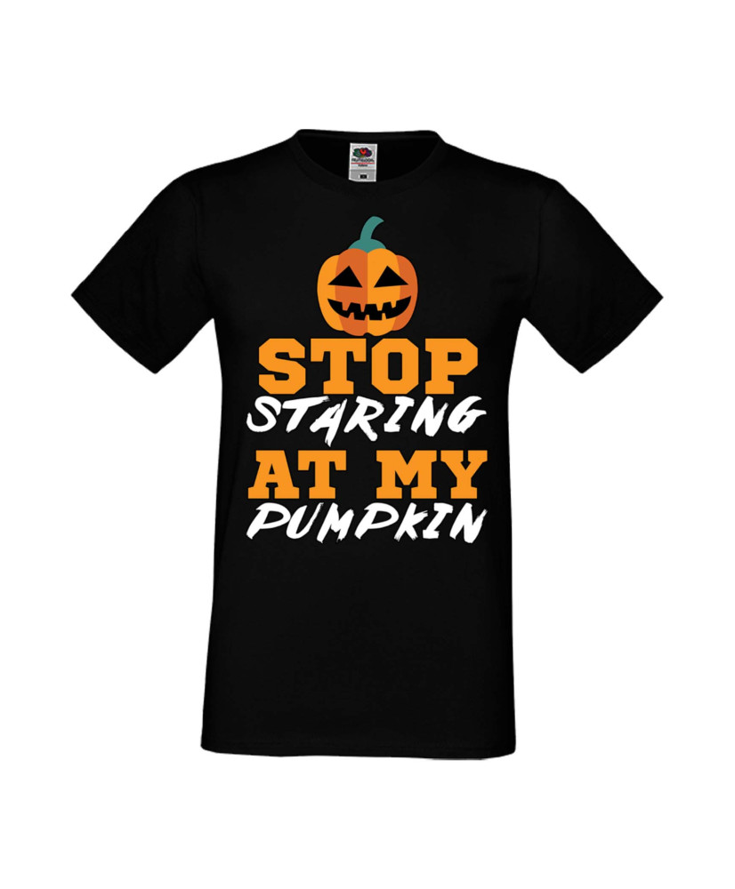 Мъжка Тениска Хелоуин Вси Светии Halloween Stop Staring At My Pumpkin 1 Мъжка Тениска Хелоуин Вси Светии Halloween Stop Staring At My Pumpkin 1