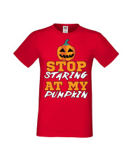 Мъжка Тениска Хелоуин Вси Светии Halloween Stop Staring At My Pumpkin 1