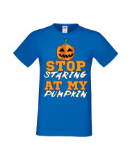 Мъжка Тениска Хелоуин Вси Светии Halloween Stop Staring At My Pumpkin 1