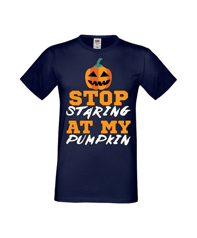 Мъжка Тениска Хелоуин Вси Светии Halloween Stop Staring At My Pumpkin 1 Мъжка Тениска Хелоуин Вси Светии Halloween Stop Staring At My Pumpkin 1