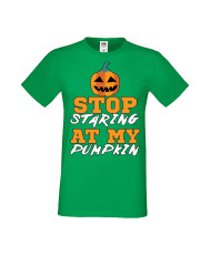 Мъжка Тениска Хелоуин Вси Светии Halloween Stop Staring At My Pumpkin 1