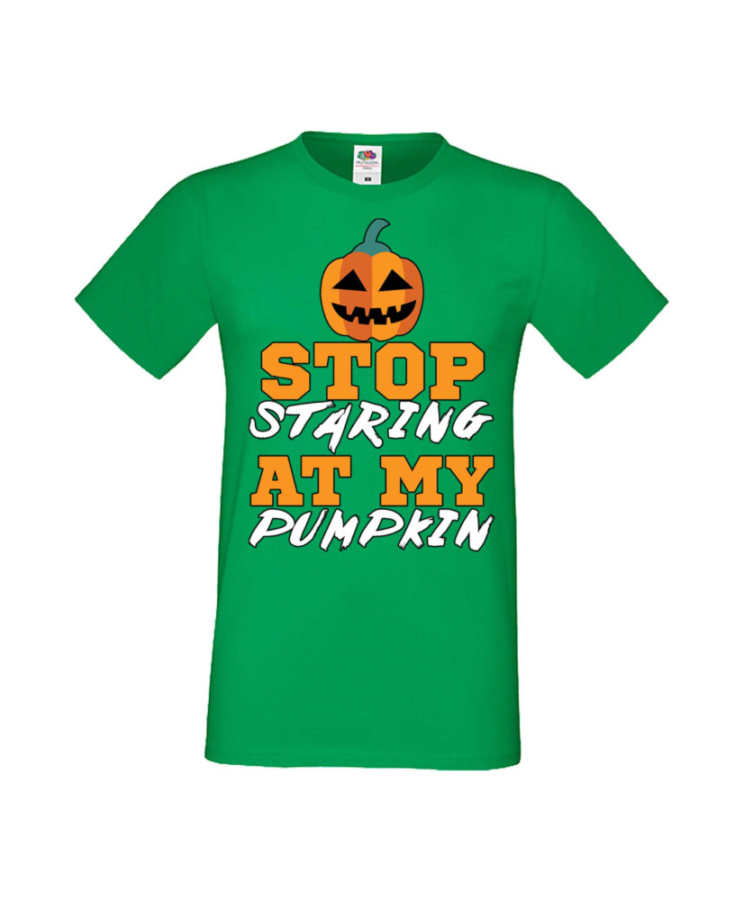 Мъжка Тениска Хелоуин Вси Светии Halloween Stop Staring At My Pumpkin 1 Мъжка Тениска Хелоуин Вси Светии Halloween Stop Staring At My Pumpkin 1