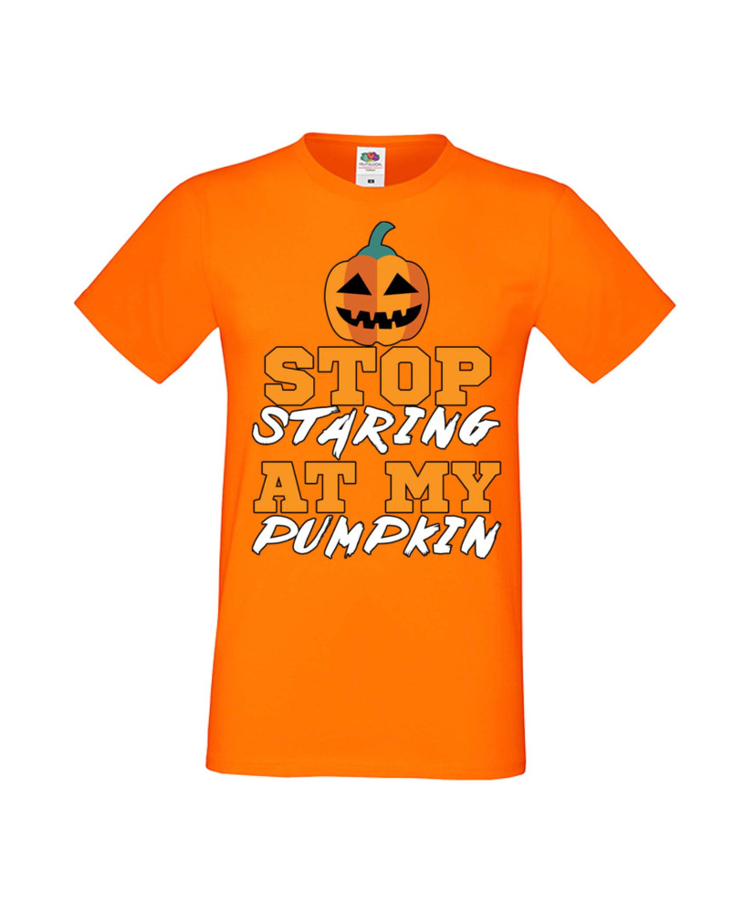 Мъжка Тениска Хелоуин Вси Светии Halloween Stop Staring At My Pumpkin 1 Мъжка Тениска Хелоуин Вси Светии Halloween Stop Staring At My Pumpkin 1