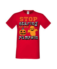 Мъжка Тениска Хелоуин Вси Светии Halloween Stop Staring At My Pumpkin 2