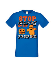 Мъжка Тениска Хелоуин Вси Светии Halloween Stop Staring At My Pumpkin 2