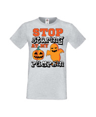 Мъжка Тениска Хелоуин Вси Светии Halloween Stop Staring At My Pumpkin 2