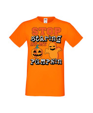 Мъжка Тениска Хелоуин Вси Светии Halloween Stop Staring At My Pumpkin 2