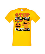 Мъжка Тениска Хелоуин Вси Светии Halloween Stop Staring At My Pumpkin 2