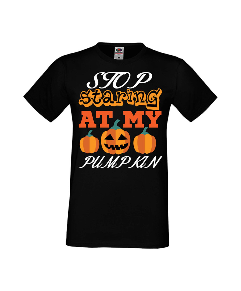 Мъжка Тениска Хелоуин Вси Светии Halloween Stop Staring At My Pumpkin 3 Мъжка Тениска Хелоуин Вси Светии Halloween Stop Staring At My Pumpkin 3