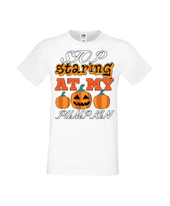 Мъжка Тениска Хелоуин Вси Светии Halloween Stop Staring At My Pumpkin 3