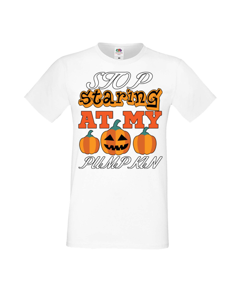 Мъжка Тениска Хелоуин Вси Светии Halloween Stop Staring At My Pumpkin 3 Мъжка Тениска Хелоуин Вси Светии Halloween Stop Staring At My Pumpkin 3