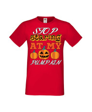 Мъжка Тениска Хелоуин Вси Светии Halloween Stop Staring At My Pumpkin 3