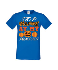 Мъжка Тениска Хелоуин Вси Светии Halloween Stop Staring At My Pumpkin 3