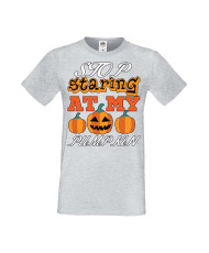 Мъжка Тениска Хелоуин Вси Светии Halloween Stop Staring At My Pumpkin 3