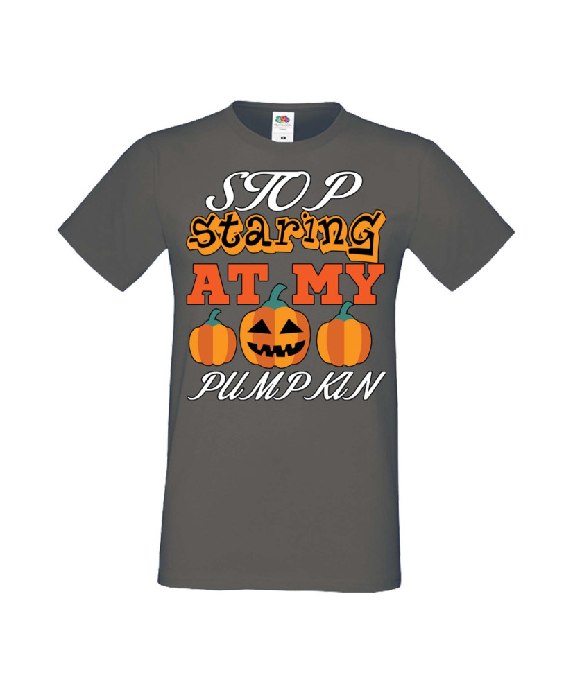 Мъжка Тениска Хелоуин Вси Светии Halloween Stop Staring At My Pumpkin 3 Мъжка Тениска Хелоуин Вси Светии Halloween Stop Staring At My Pumpkin 3