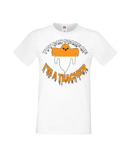 Мъжка Тениска Хелоуин Вси Светии Halloween You Can Scare Me I'M A Teacher