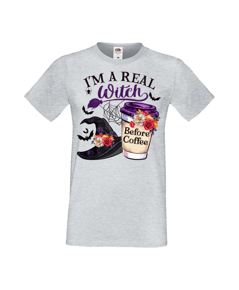 Мъжка Тениска Хелоуин Вси Светии Halloween I'M A Real Witch Before Coffee Мъжка Тениска Хелоуин Вси Светии Halloween I'M A Real Witch Before Coffee