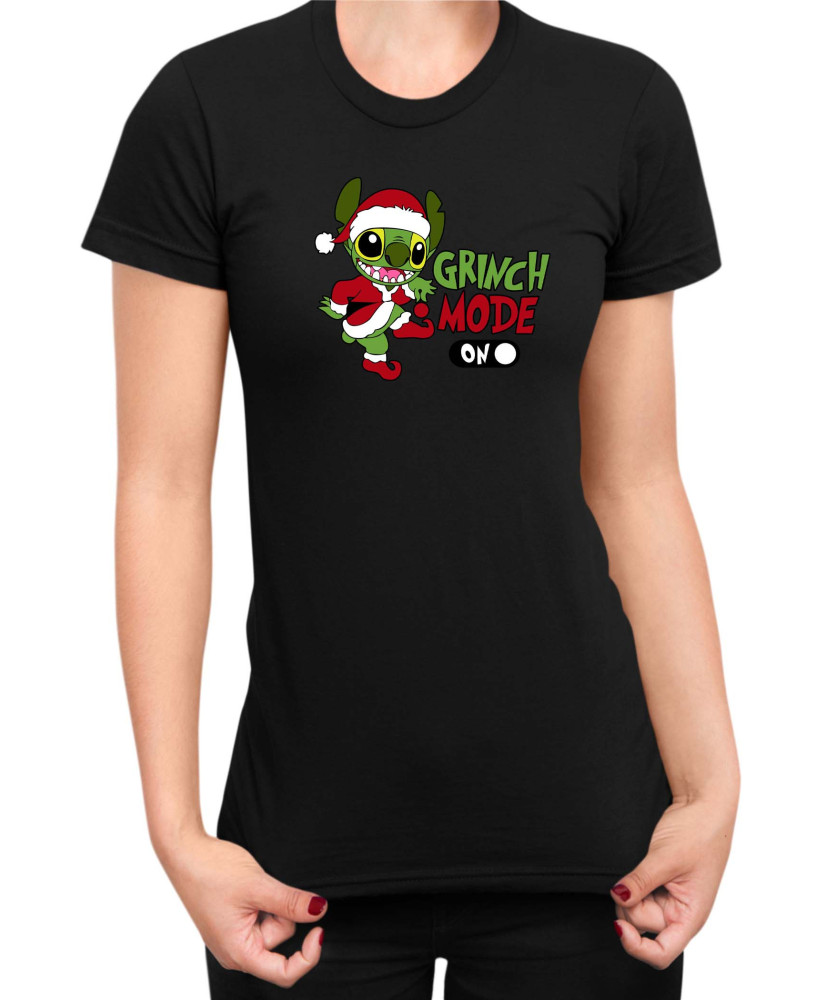 Дамска Тениска Lilo And Stitch Christmas Grinch Mode On Дамска Тениска Lilo And Stitch Christmas Grinch Mode On