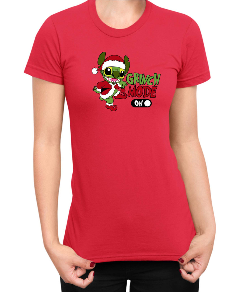 Дамска Тениска Lilo And Stitch Christmas Grinch Mode On Дамска Тениска Lilo And Stitch Christmas Grinch Mode On
