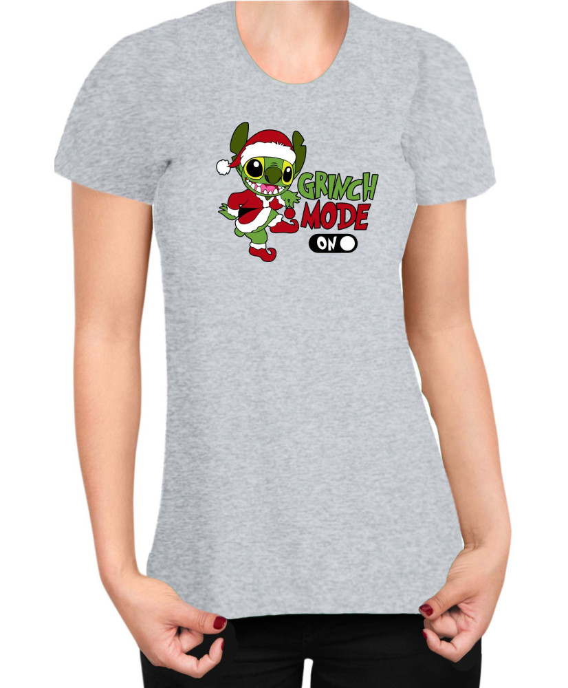 Дамска Тениска Lilo And Stitch Christmas Grinch Mode On Дамска Тениска Lilo And Stitch Christmas Grinch Mode On
