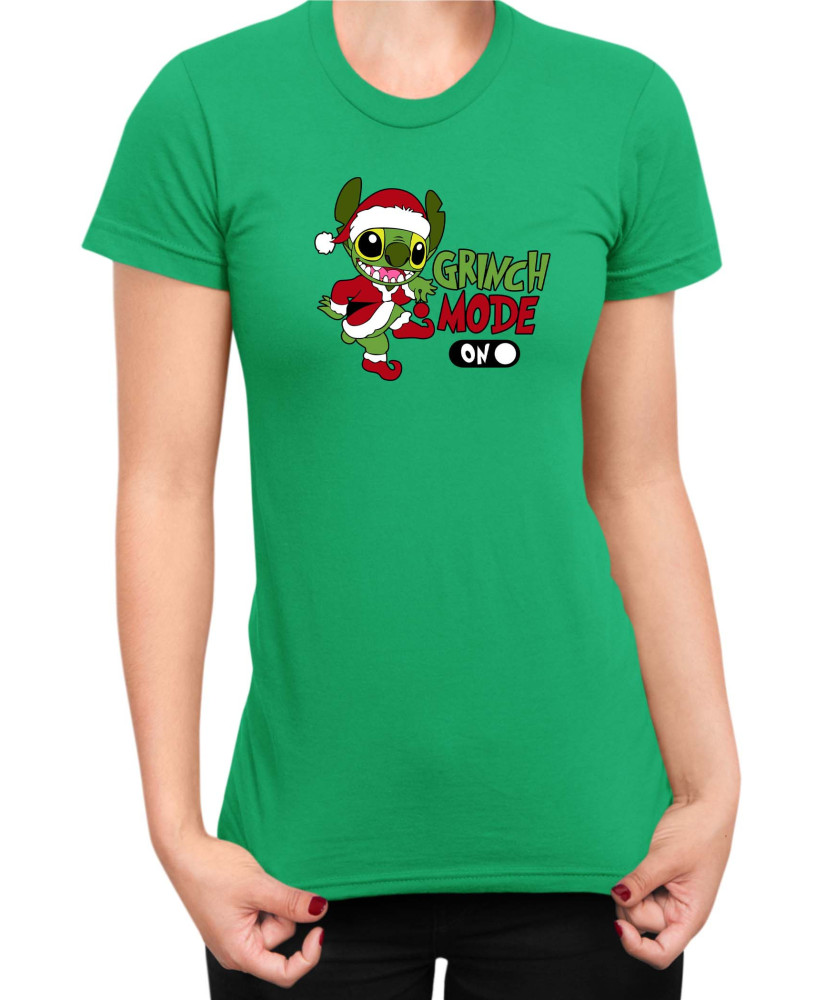 Дамска Тениска Lilo And Stitch Christmas Grinch Mode On Дамска Тениска Lilo And Stitch Christmas Grinch Mode On