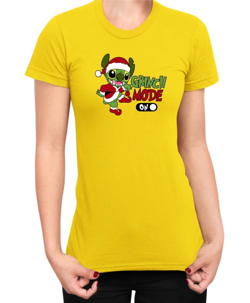 Дамска Тениска Lilo And Stitch Christmas Grinch Mode On