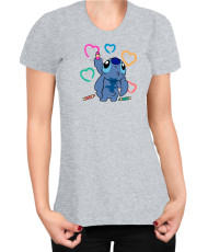 Дамска Тениска Lilo And Stitch Stitch Drawing Hearts